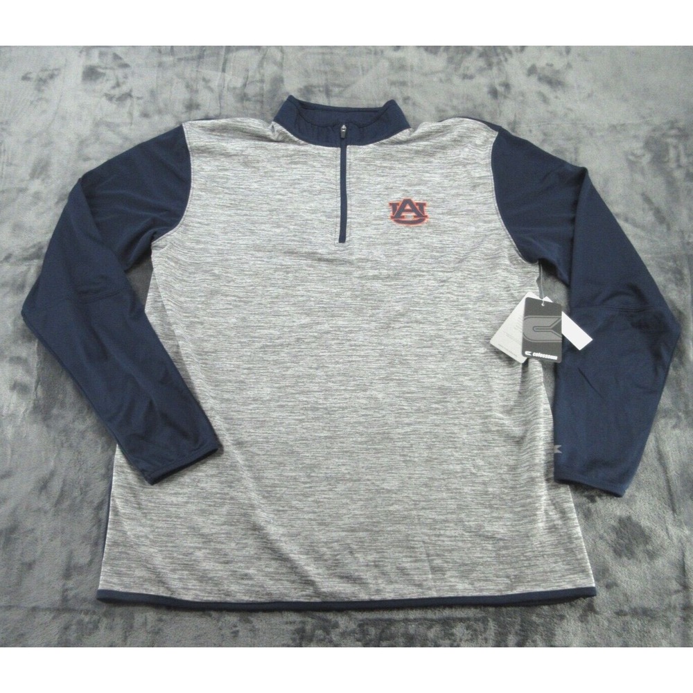 Colosseum Mens Quarter Zip Pullover NWT Regular Gray Navy Auburn Tigers Large